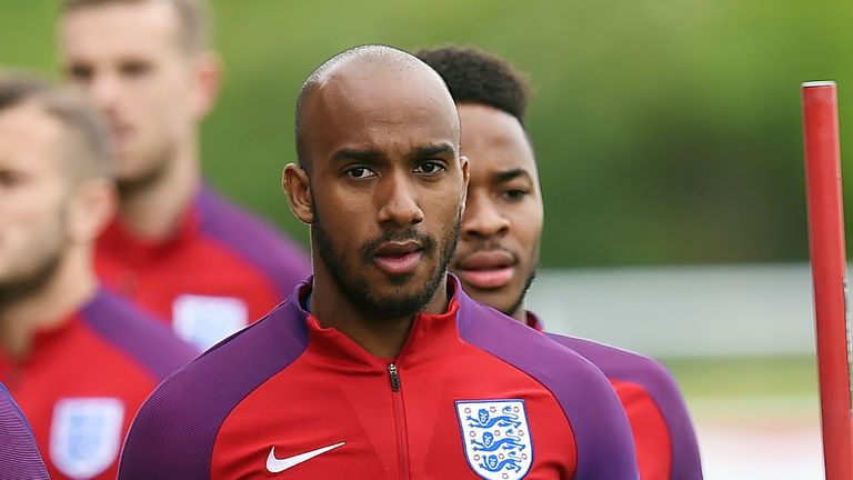 England midfielder Fabian Delph takes part in an England football team training session at St George's Park in Burton-on-Trent, central England on May 20, 