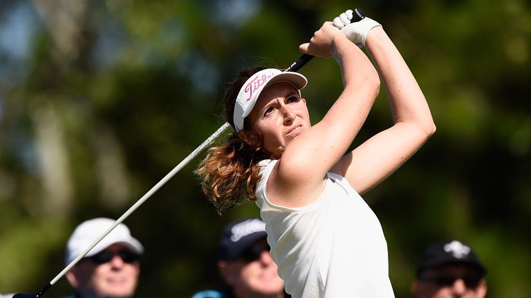 GOLD COAST, AUSTRALIA - FEBRUARY 15: Florentyna Parker of England hits her tee shot on the 17th hole during day four of the 2015 Ladies Masters at Royal Pi