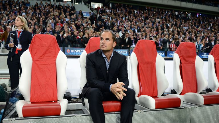 Ajax Amsterdam's head coach Frank De Boer sits before the UEFA Champions League Group D football