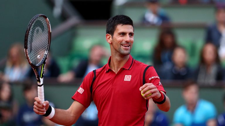 Novak Djokovic celebrates his win over Aljaz Bedene