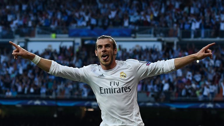 Gareth Bale of Real Madrid celebrates scoring