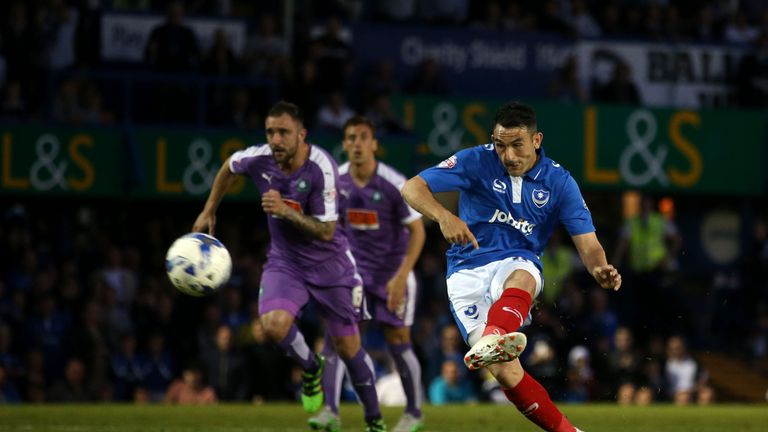 Portsmouth's Gary Roberts scores his side's second goal of the game from the penalty spot