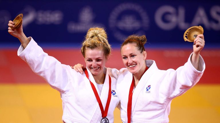Silver medalist Stephanie Inglis of Scotland and bronze medalist Connie Ramsay of Scotland