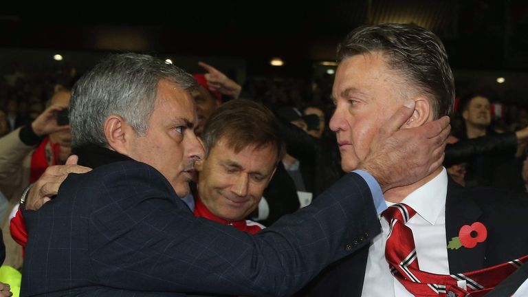 Jose Mourinho (L) and Louis van Gaal