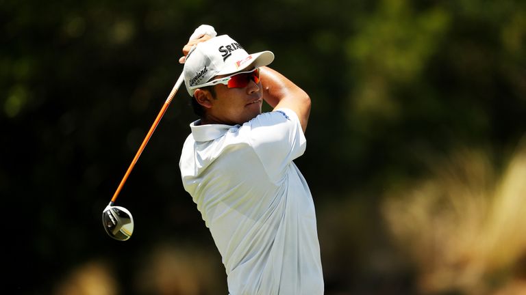 Hideki Matsuyama of Japan plays his shot from the seventh tee during the third round of THE PLAYERS Championship at the TPC Sawgrass