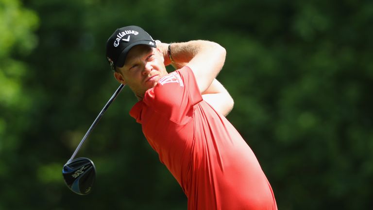 Danny Willett of England tees off on the 3rd hole during day one of the BMW PGA Championship at Wentworth on May 26