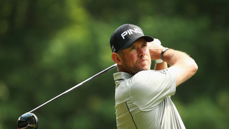 Lee Westwood of England tees off on the 3rd hole during day three of the BMW PGA Championship at Wentworth