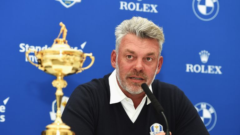 Europe Ryder Cup Captain Darren Clarke of Northern Ireland talks after announcing his vice-captains 