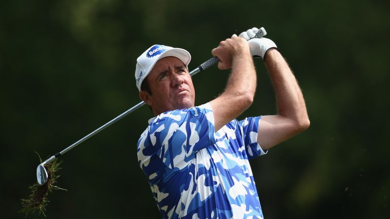 Scott Hend of Australia tees off during day three of the BMW PGA Championship at Wentworth on May 28, 2016