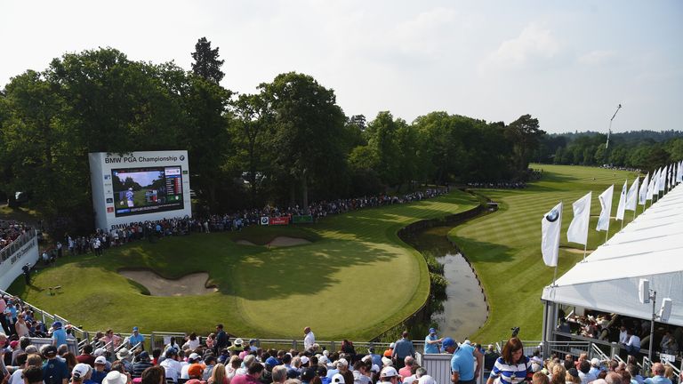 A general view of the 18th green during day three of the BMW PGA Championship at Wentworth on May 28, 2016