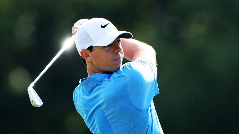 Rory McIlroy of Northern Ireland plays a shot on the 14th hole during the second round of THE PLAYERS Championship at TPC Sawgrass
