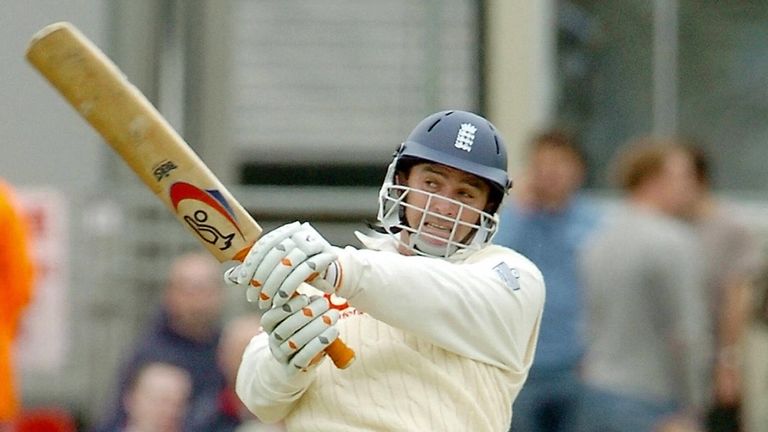 DURHAM, UNITED KINGDOM:  England's batsman Graham Thorpe hits a ball to the boundary during the second day of the second Test match between Bangladesh and 