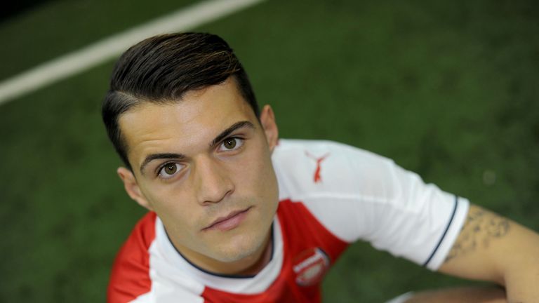 Arsenal new signing Granit Xhaka at London Colney on May 20, 2016 in St Albans, England