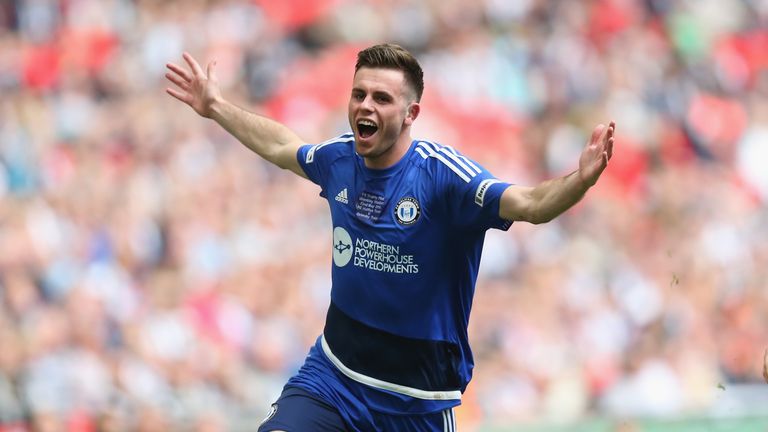 Scott McManus scored this winning goal as Halifax beat Grimsby at Wembley.