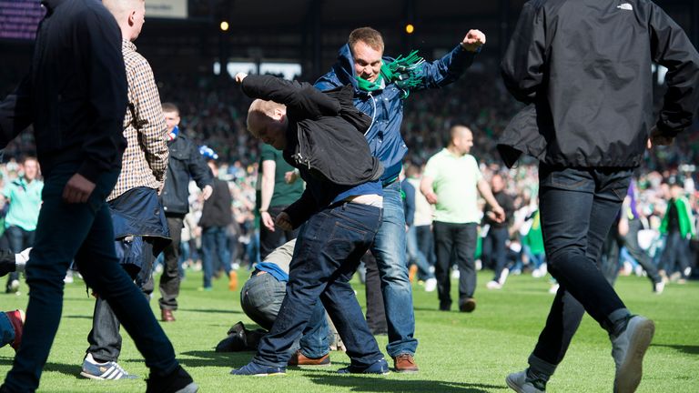 Fans at Hampden Park following the full-time whistle