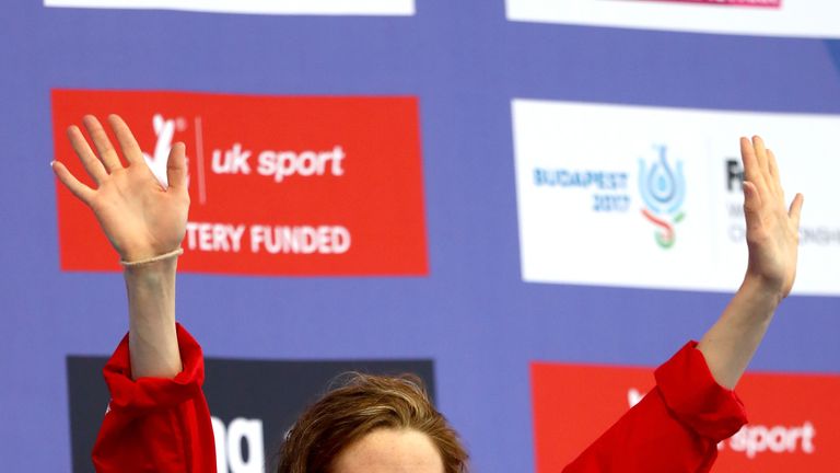 Hannah Miley celebrates her second-place finish