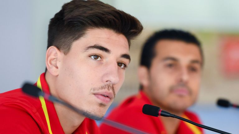 SCHRUNS, AUSTRIA - MAY 30:  Hector Bellerin of Spain faces the media during a press conference before a training session on May 30, 2016 in Schruns, Austri