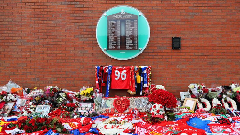 Fresh tributes adorn the Hillsborough Memorial at Anfield