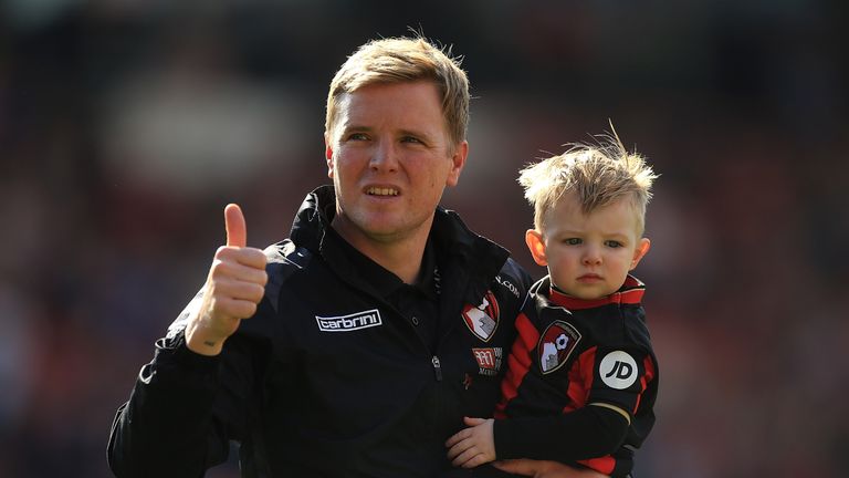 Eddie Howe acknowledges the fans after final home match