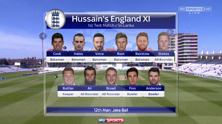 Nasser Hussain's England XI for the first test against Sri Lanka