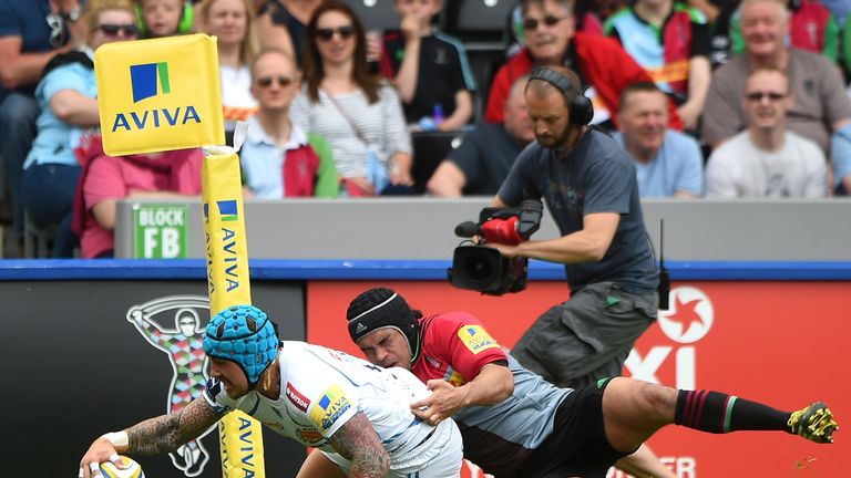 Hat-trick hero Jack Nowell scores for Exeter

