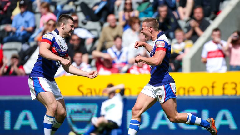 Wakefield celebrate Jacob Miller's stunning drop-goal winner