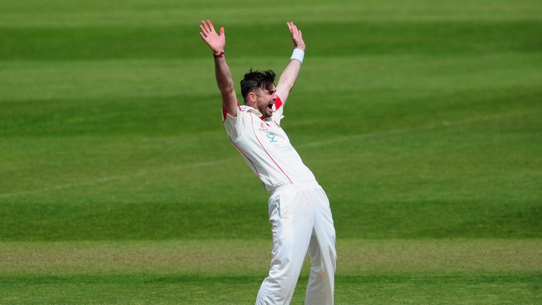 James Anderson of Lancashire appeals during Day Three of the Specsavers County Championship Division One match against Somerset