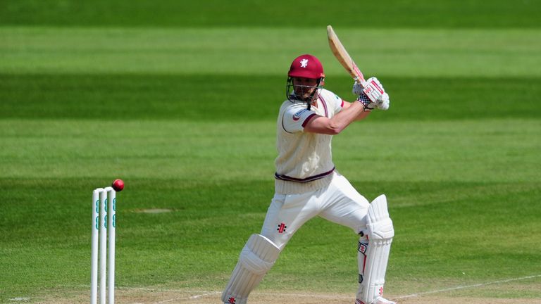  James Hildreth of Somerset cuts the ball during the Specsavers County Championship Division One
