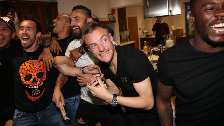 Leicester City players gather at Jamie Vardy's house to watch Premier League title rivals Tottenham at Chelsea (Plumb Images)