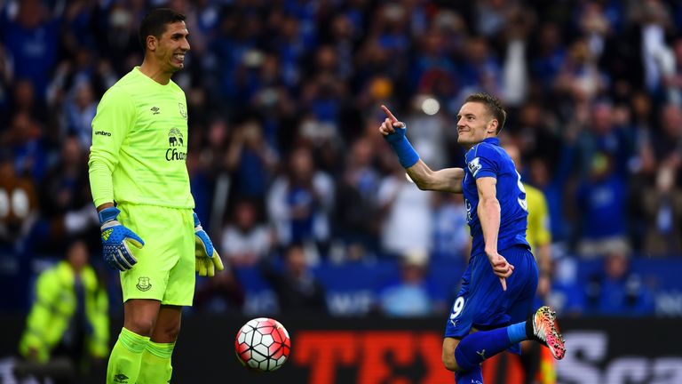 Jamie Vardy of Leicester City celebrates