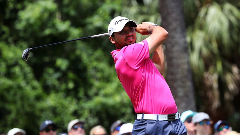 Jason Day of Australia plays his shot from the second tee during the final round of THE PLAYERS Championship at the Sawgrass