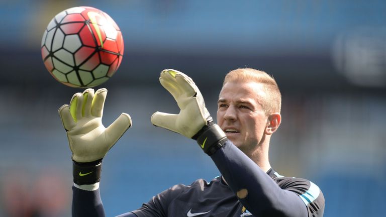 Joe Hart warms up before Manchester City's Premier League clash with Arsenal