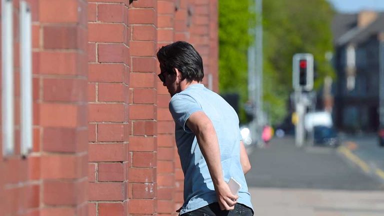Joey Barton arrives at Ibrox on a sunny May afternoon in Glasgow