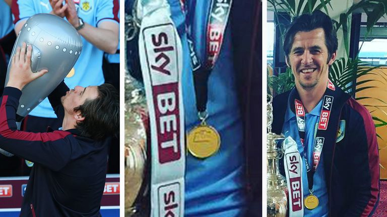 Joey Barton of Burnley finally gets his Sky Bet Championship medal