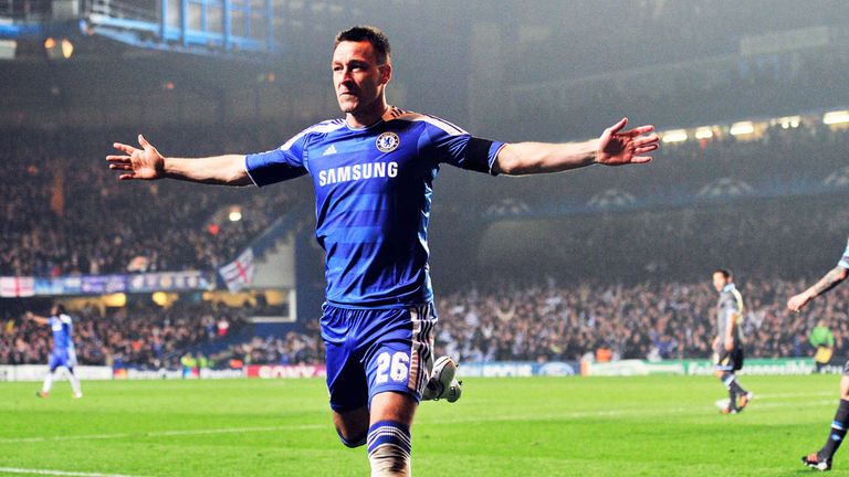 John Terry celebrates his goal against Napoli in the Champions League in 2012