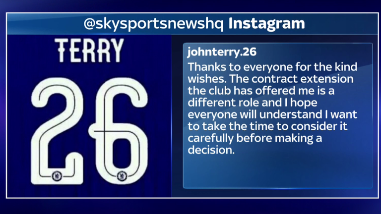 John Terry's comments on Instagram on Friday night