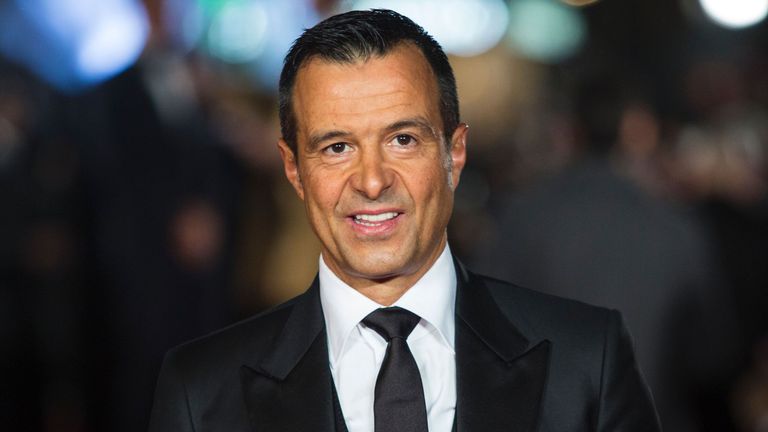 Portuguese football agent Jorge Mendes poses on arrival for the world premiere of the film Ronaldo in central London on November 9, 2015.
 / AFP / JACK TAY