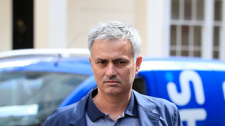 Jose Mourinho is seen returning to his London house on Monday afternoon