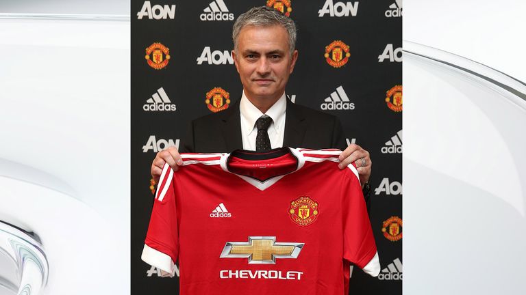 Jose Mourinho with Manchester United shirt, press media