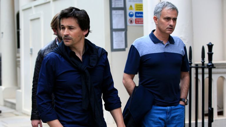 Jose Mourinho (right) and Rui Faria (left) pictured near Mourinho's London home, Monday 23 May