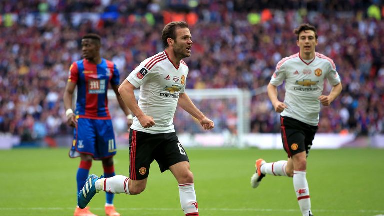 Manchester United's Juan Mata celebrates