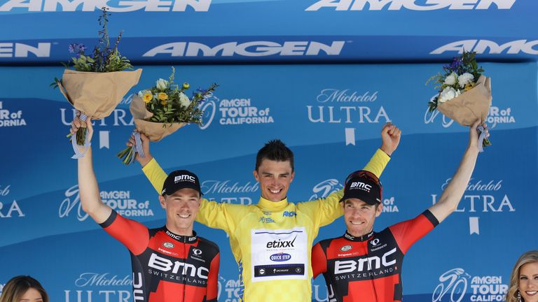 SACRAMENTO, CA - MAY 22:  (L-R) Second place finisher Rohan Dennis of Australia riding for BMC Racing Team, overall winner Julian Alaphilippe of France rid