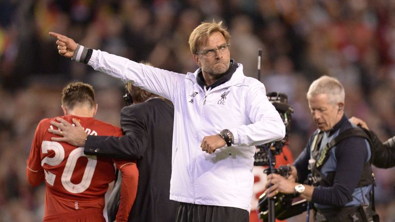 Liverpool's German manager Jurgen Klopp gestures