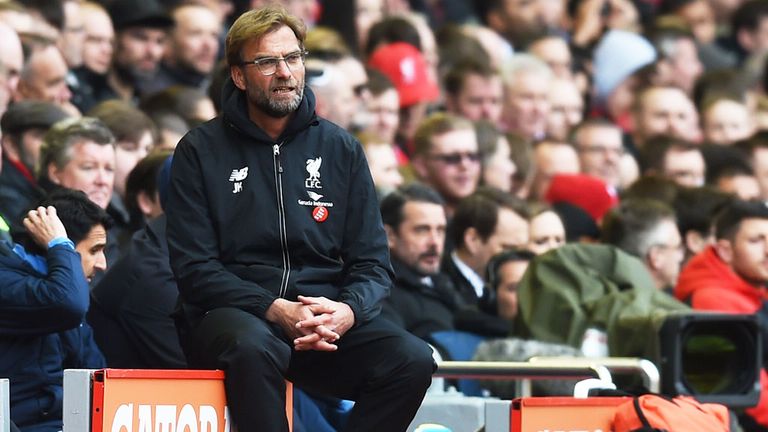 Liverpool boss Jurgen Klopp watching his first match against Tottenham