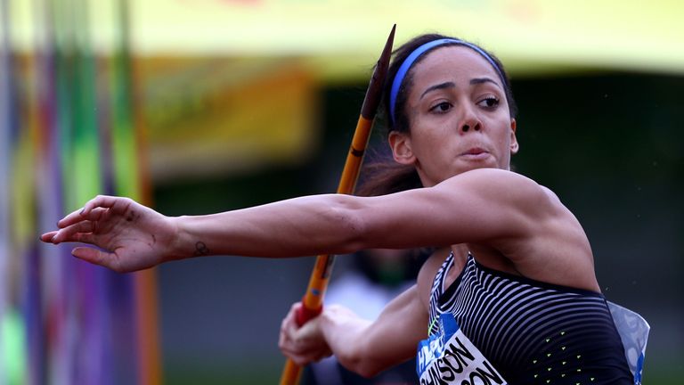 Katarina Johnson-Thompson of Great Britain in action in the Heptathlon javelin during the Hypo Meeting in Gotzis