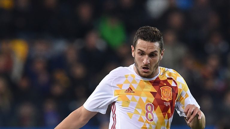 UDINE, ITALY - MARCH 24:  Koke of Spain in action during 