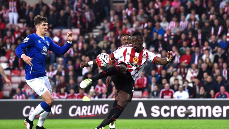 Lamine Kone of Sunderland scores his team's second goal during the Barclays Premier League match between Sunderland and 