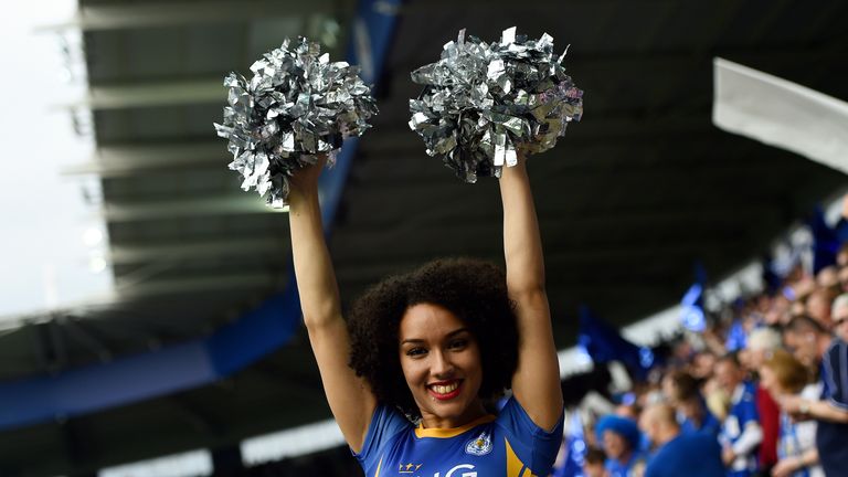 Leicester City cheerleaders lead the support at the King Power Stadium