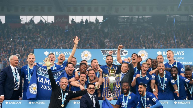 Leicester City celebrate their Premier League success