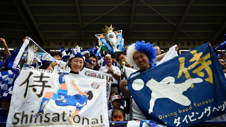 Foxes fans from around the world could be seen at the King Power, including those from Japan supporting Shinji Okazaki